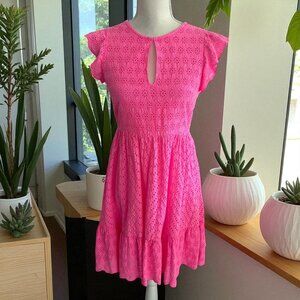 VINEYARD VINES Pink Eyelet Ruffle Sleeve Dress Size 4